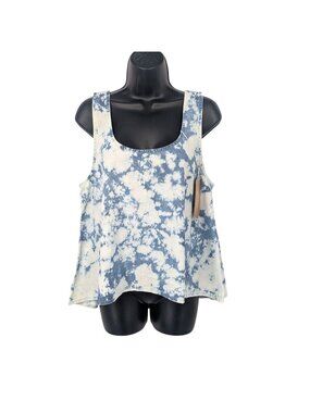 Porter Blue Chambray Tie Dye Swing Tank Top‎ Coastal Relaxed Boho Resort XLarge